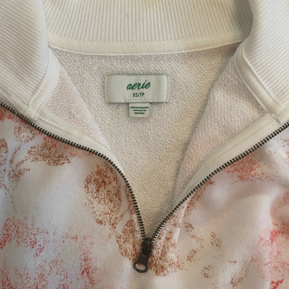 Oversized Light-Weight Floral Quarter-Zip Sweatshirt by Aerie - Picture 6 of 7